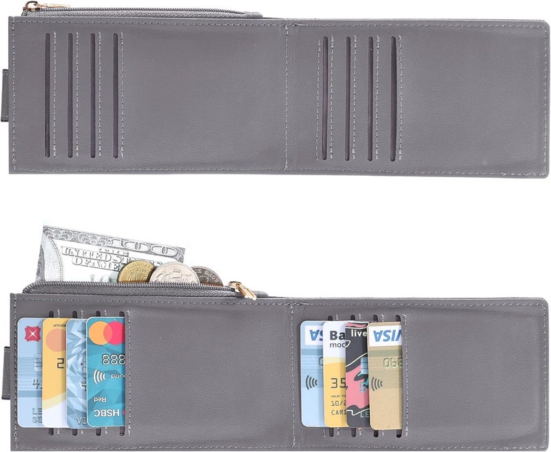 Chelmon Womens Wallet Slim RFID Blocking Bifold Multi Card Case Wallet with Zipper Pocket (Light Grey Smooth) - Image 5